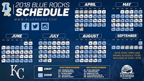 Wilmington blue rocks schedule - WILMINGTON, DE – The Wilmington Blue Rocks have announced scheduled first pitch times for all 2023 home games at Judy Johnson Field at Daniel S. Frawley Stadium.. Once again, the schedule ...